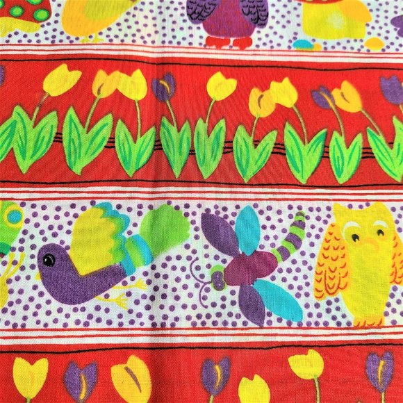 Sewing fabric with birds mushrooms and flowers. - Picture 3 of 5